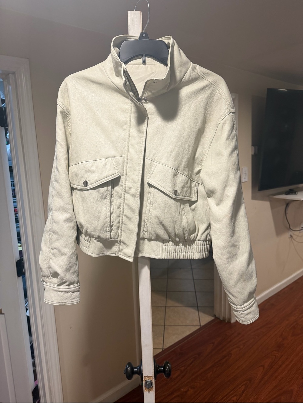 Love Tree Cream Cropped Bomber Jacket